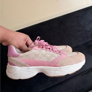 Women's Pink and Cream COACH Sneakers